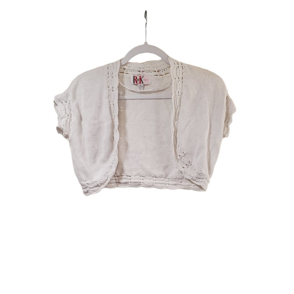 R&K Originals Vintage Cream Open Lace Cardigan Sz M